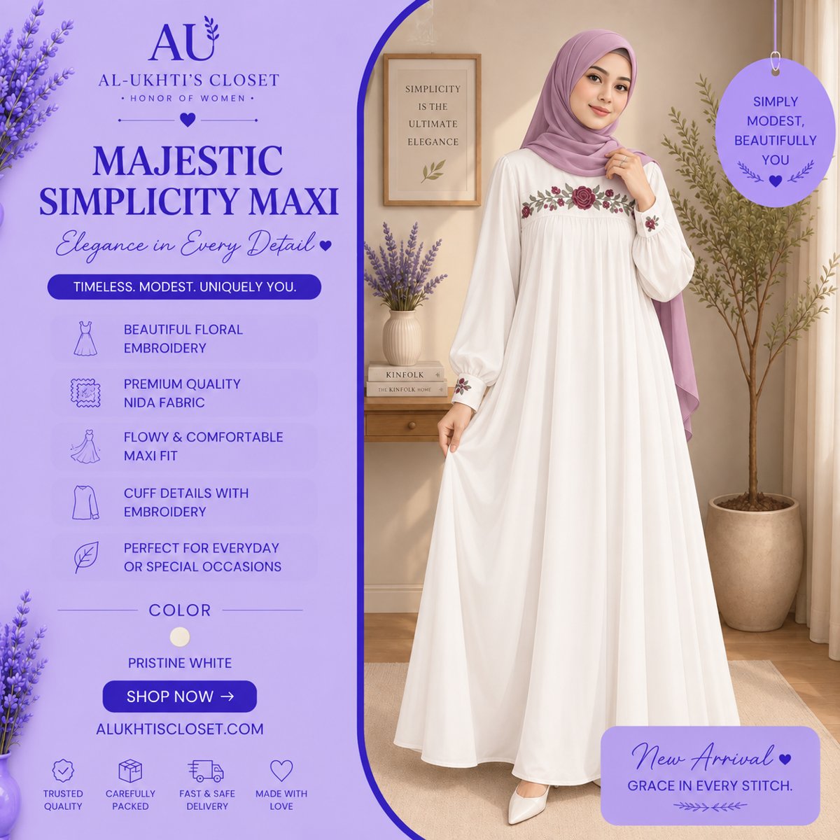 Majestic Simplicity Maxi modest dress alternative to an abaya