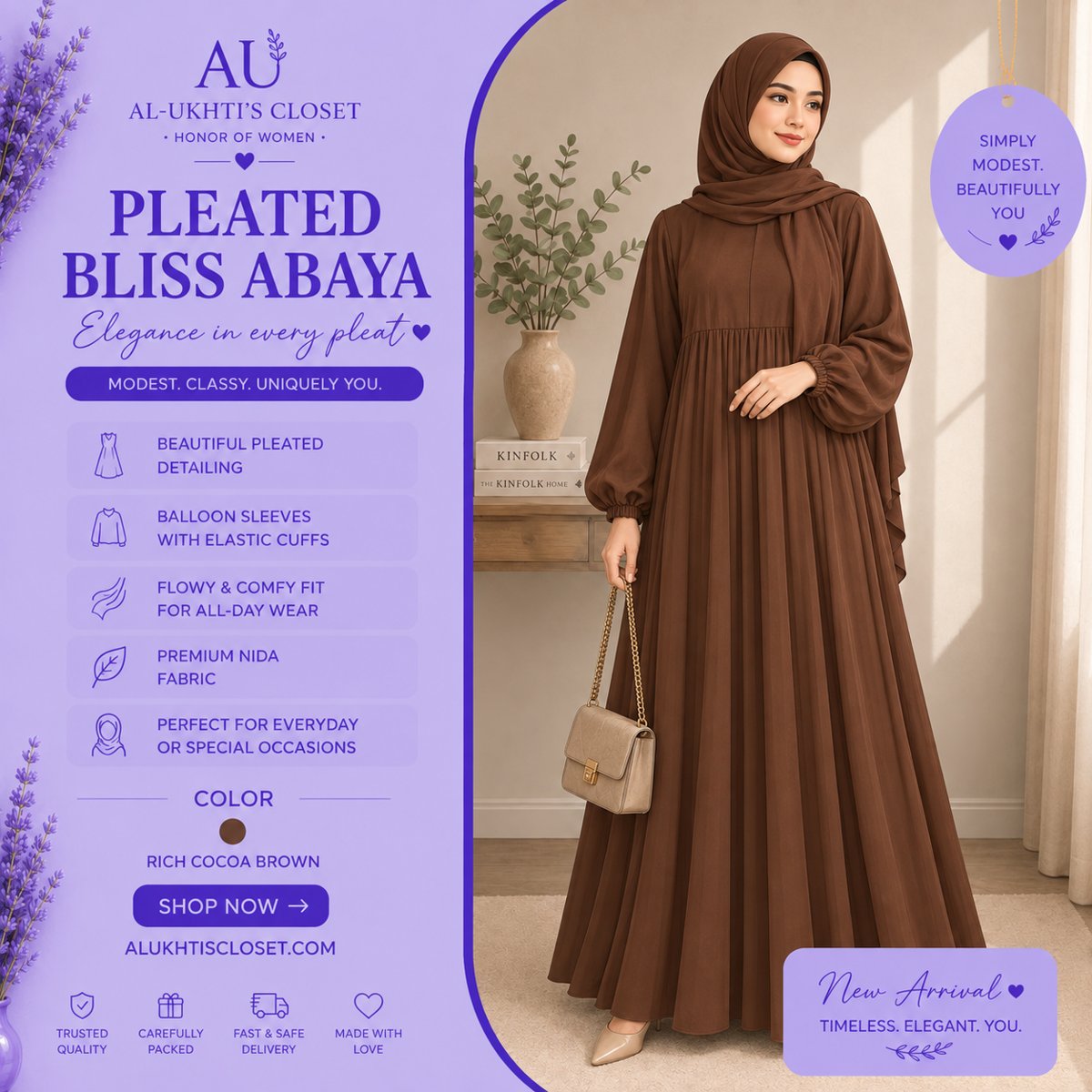 Pleated Bliss Abaya with graceful volume for occasions