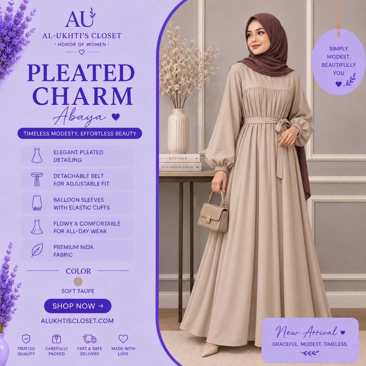 Pleated Charm Abaya for a more formal modest look